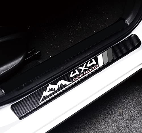 MAXDOOL 4Pcs Door Sill Protector Reflective 4D Carbon Fiber Sticker Decoration Door Entry Guard Accessories fit for 4x4 Offroad Toyota Tacoma TRD 4Runner Tundra Rav4 Highlander Sequoia (White) - color: White