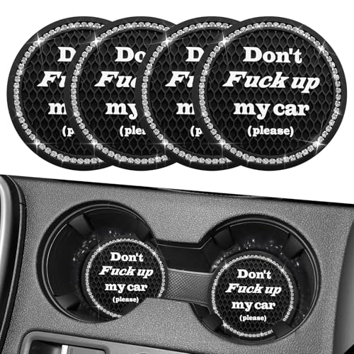4PCS Bling Car Cup Holder Coaster, 2.75 Inch Anti-Slip Auto Insert Cup Coaster, Universal Interior Decor Accessories Crystal Car Drink Cup Mat Perfect for Women Girls (Black, 4PCS) - color: Black, size: 4PCS