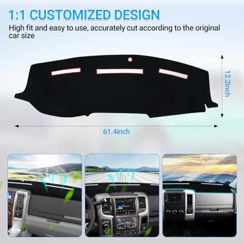 Dash Cover Mat Compatible with 2010 2011 2012 2013 2014 2015 2016 2017 2018 Dodge Ram 1500 2500 3500 Accessories Dashboard Cover Pad Carpet Dash Board Protector Sunshield Cover - size: 2016-2018 Ram 1500 2500 3500