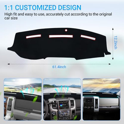 Dash Cover Mat Compatible with 2010 2011 2012 2013 2014 2015 2016 2017 2018 Dodge Ram 1500 2500 3500 Accessories Dashboard Cover Pad Carpet Dash Board Protector Sunshield Cover - size: 2016-2018 Ram 1500 2500 3500