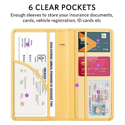 CoBak Car Registration and Insurance Holder - Vehicle Glove Box Car Organizer,Auto Truck Comparment Accessories Case with Magnetic Closure for Essential Document,Driver License,Cards - color: L-Yellow