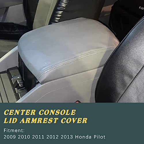 A ABIGAIL Center Console Armrest Cover Compatible with 2009 2010 2011 2012 2013 2014 2015 Honda Pilot Auto Leather Suture Console Lid Cover Replacement (Gray) - color: Gray, size: Center