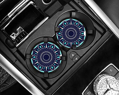 Car Coasters 2 Pack, Ceramic Blue Cupholder for Drinks Absorbent Stone Coasters Absorbing Spills （Constellation Blue） - color: Navy