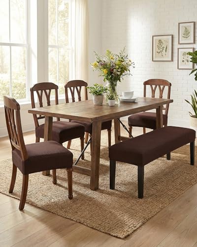 CRFATOP Jacquard Dining Room Chairs Seat Covers Set of 4 with Soft Bench Chair Cover Stretch Kitchen Chair Slipcover Washable Seat Cushion Slipcover Protector for Hotel Ceremony Banquet Wedding,B16 - color: Jacquard B16