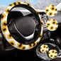 Yellow Sunflower Flower Steering Wheel Cover for Women Men with 2 Pcs Car Coasters, Universal 14.5-15 Inch Rainbow Steering Wheel Covers Non-Slip Car Accessories for Girls - color: sunflower flower