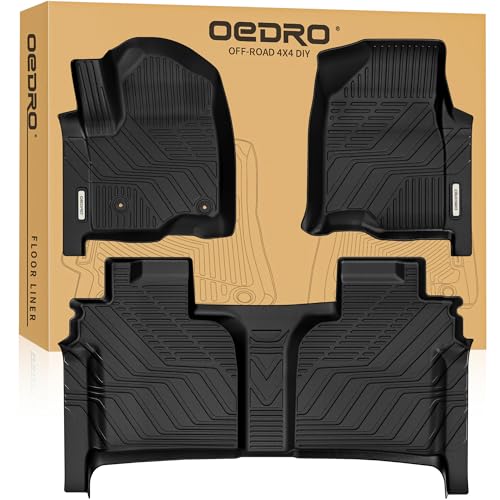 OEDRO Upgraded Floor Mats for 2019-2026 Chevy Silverado/GMC Sierra 1500 Crew Cab & 2020-2026 Silverado/Sierra 2500HD 3500HD, Bucket Seat, All Weather Custom Fit Silverado Accessories Floor Liners - style: Bucket Seat| Crew Cab| with underseat storage