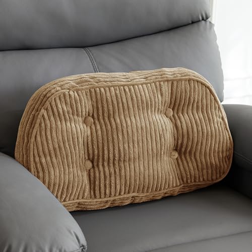 HIGOGOGO Lumbar Support Pillow for Recliner Chair/Accent Chair/Couch/Office Chair, Tufted Corduroy Back Support Cushion for Elderly, Recliner Cushions for Back Rest, Pain Relief, Reading, Coffee - color: Coffee
