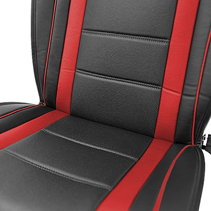 FH Group Front Set Faux Leather Car Seat Cushions - 2 Pack Seat Covers for Cars Trucks SUV, Waterproof, Universal Fit Seat Covers, Red/Black - color: Red - Front Set