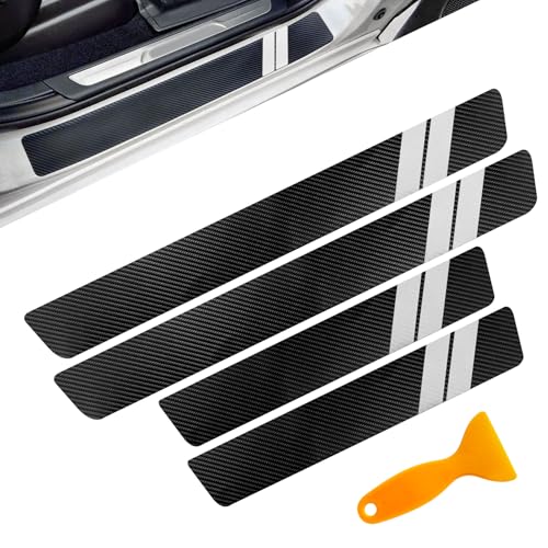 4PCS Car Door Sill Protector, Car Door Edge Guards, Anti-Scratch Carbon Fiber Entry Step Guard Sticker, Auto Accessories Vehicle Threshold Cover Strips for Most Vehicles (White, 4PCS) - color: White, size: 4PCS