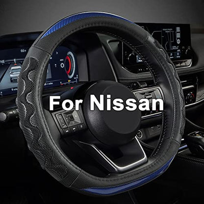 GIANT PANDA Steering Wheel Cover for Nissan Altima Rogue - Car Steering Wheel Cover for Nissan D Shape(Blue-D-Shaped) - color: Blue