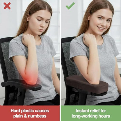 Smiry Ergonomic Office Chair Armrest Pads, Memory Foam Arm Rest Covers, Non-Slip Armrest Cushion with Adjustable Buckles and Straps, Elbow Relief for Desk, Gaming & Wheelchair (Chocolate, Set of 2) - color: Chocolate