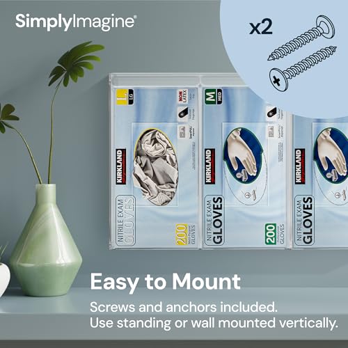 Triple Clear Acrylic Glove Box Holder & Hygiene Dispenser Station with Dust Lid - Tabletop or Wall Mount Organizer for Face Masks, Wipes, and Tissues - Storage for Office Salon & Garage - size: Triple