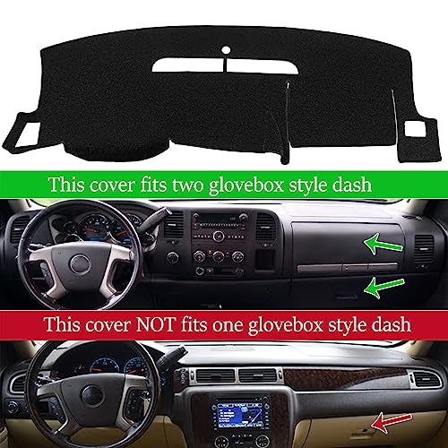 Dash Cover Custom Fit for Chevy Chevrolet Silverado 1500 LT/WT 2007-2013 2500 HD / 3500 HD/GMC Sierra 2007-2013 .Dashboard Cover Mat Pad Carpet (08-13, Black) Y74 - color: 08-13 Black