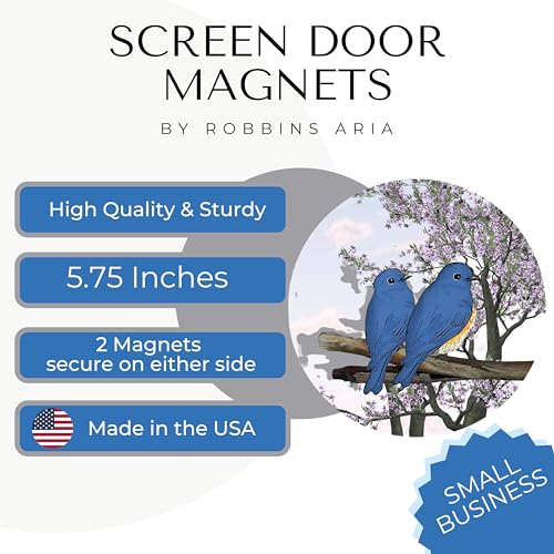 Screen Door Magnets Double Sided – Keep People, Kids, and Dogs from Running into a Screen Door. Saver - Robbins Aria Blue Birds - color: Blue Birds of Happiness