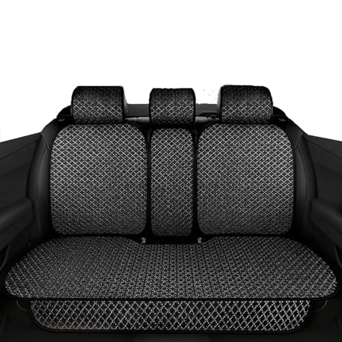 Breathable Back Seat Cover-Universal Rear Seat Mat for All Seasons, Car Rear Seat Protector with Polyester Silk Material, Non-Slip Bottom. Fits 95% of Sedans, SUVs, Vans.(Black) - color: Black-Rear seat