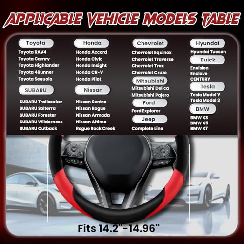Soft Leather Steering Wheel Cover with Breathable Design and Anti-Slip Grip, Specially Designed for 14.5-15.2 inch Circular Steering Wheels