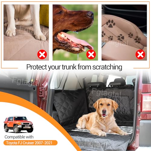 Cargo Liner for Dogs Compatible with Toyota FJ Cruiser 2007-2021, Pet Dog Trunk Cargo Liner, Waterproof Anti-Dirty Pet Cargo Cover Dog Seat Mat, with Bumper Flap Protector (White) - color: White