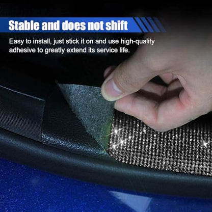 2PCS Bling Rhinestone Car Anti-Collision Adhesive Sticker Strip, Door Sill Strip for Rear Bumper SUV, Threshold Protective Stickers for Women (Black) - color: Black
