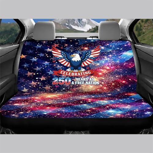 AFPANQZ Car Seat Covers 2 Pcs Back Seat Cushion Split Bench Covers, American Eagle Galaxy Print Universal Rear Seat Protector for SUV Trucks Sedan - color: American Eagle Galaxy