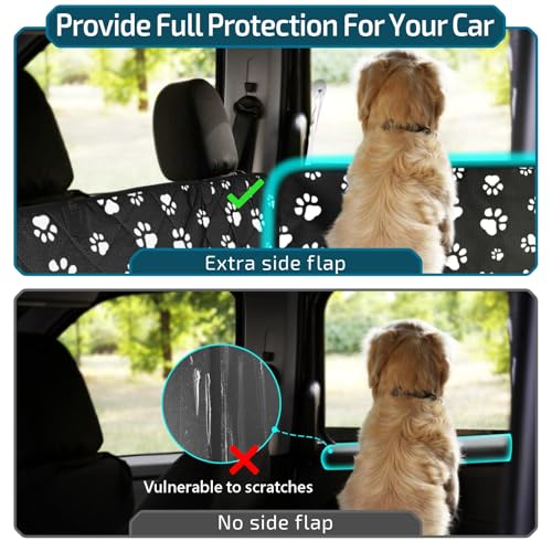 SUV Cargo Liner for Dogs with Side Flaps, Large (54" x 93") Water Resistant Trunk Cover, Non-Slip Pet Area Protector with Bumper Flap, Universal Fit for SUVs Sedans Vans, Paw Print