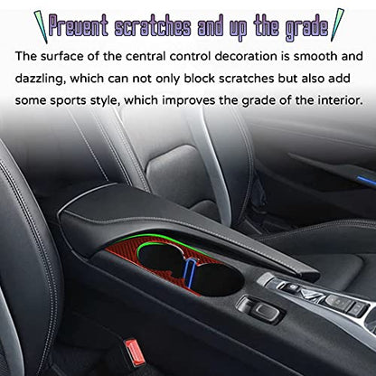 Custom Interior Accessories 1PCS for Chevrolet Camaro 2016 2017 2018 2019 2020 2021 2022 Red Carbon Fiber Center Console Cover Cup Holder Frame Panel Sticker Protection Decoration - size: Cup Holder cover