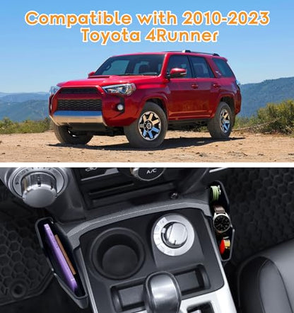 Center Console Organizer Compatible with Toyota 4Runner 2010-2019, 2020 2021 2022 2023 2024, Car Interior Accessories, Shifter Storage Box, Gear Shift Console Side Tray, Coin Change Holder, Black