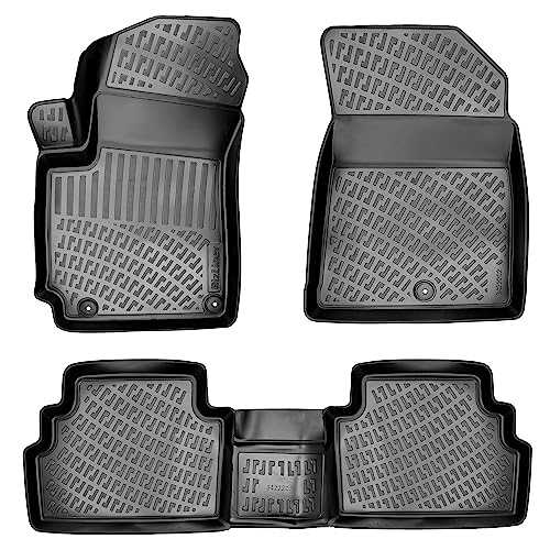 Kia Soul 2020-2026 (No EV Models) Floor Mats 3D Custom Fit Compatible with Kia Soul Rubber Car Mats Laser Measured Floor Liners All Weather Heavy Duty Odorless Non-Slip TPE (Front & Rear) - size: Soul 2020 - 2026