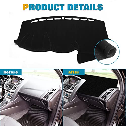 x xotic tech Center Console Dashboard Mat Pre-Cut Non-Slip Sunshield Sun Glare Protector Dash Carpet Pad Black Cover Compatible with Ford Focus 2012-2018 - color: Compatible with Focus 2012-2018