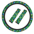 Colorful Snake Skin Steering Wheel Cover Elastic Non-Slip Car Steering Wheel Covers with Seat Belt Shoulder Pad for Women Men - color: Colorful Snake Skin