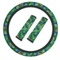 Colorful Snake Skin Steering Wheel Cover Elastic Non-Slip Car Steering Wheel Covers with Seat Belt Shoulder Pad for Women Men - color: Colorful Snake Skin