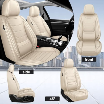 DHAEY Car Seat Covers for Lexus RX 350 2007-2025, Luxury Breathable Seat Cover, Nappa Leather, Wear-Resistant, Anti-Slip, Quick Installation, 2PCS Front, Beige