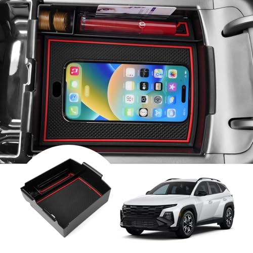 Autorder Center Console Organizer for 2025 Tucson Limited Accessories Armrest Storage Box Secondary Insert Tray with 2 Color Mats - size: 2025 Hyundai Tucson
