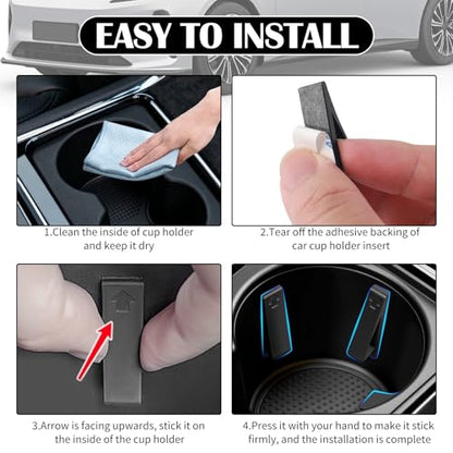 6PCS Car Cup Holder Insert Silicone,Anti-Shake Curve Car Coasters Cupholder Stabilizer for Holding Cups/Bottles,Universal Self-Adhesive Cupholder Insert for Cars/SUVs/Trucks