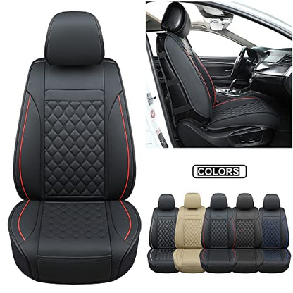 Car Seat Covers Front Pair,Universal Fit for Most Cars,SUV,Sedans and Pick-up Trucks,Automotive Faux Leather Vehicle Cushion Covers(Front Pair,Black/Red) - color: Blackred, size: Front Pair