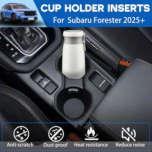 Cup Holder Insert for Forester 2026 2025 Accessories Center Console Cup Holder TPE Non-Slip Front Drink Stopper Organizer for 2025 Forester Interior Decoration Black - size: for Forester 2025 2026