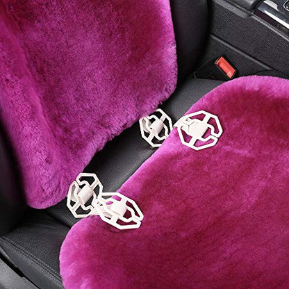 OGLAND Fluffy Fuzzy Fur Sheepskin Universal Car Seat Covers for Auto Cozy Seat Cushion Auto Accessories, 1 Front Seat (3 Pack Front, Alpine Green) - color: Alpine Green