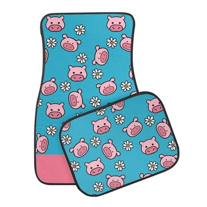 Pig Flower Blue Car Floor Mats Front & Rear Car Mats Universal Fit for SUV,Vans,sedans, Trucks,Set of 4pcs Car Carpet - color: Pig Flower Blue