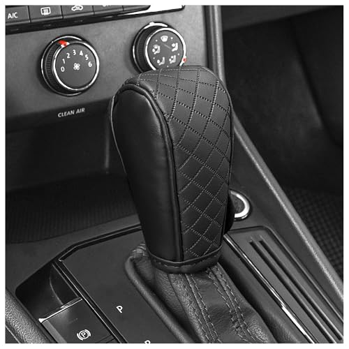 Leather Gear Shift Cover Diamond Embroidery Design,Durable Shift Knob Cover for Shift Lever Protection,Universal Car Gear Shift Cover Car Decorative Accessory Suitable for Cars,Trucks,SUVs (Black)