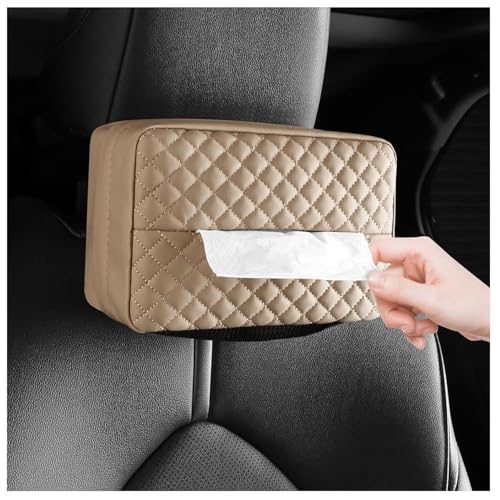 Car Tissue Holder, Car Standard Tissue Holder, PU Leather Backseat Tissue Box, Cars Tissue Box Holder, Napkin Holder for Cars, Fit for 120 Standard Tissues Cover- Beige - color: Beige