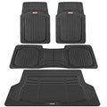 Motor Trend FlexTough Black Floor Mats for Cars & Cargo Mat Full Set - All Weather Front & Rear Rubber Automotive Floor Mats & Cargo Liner for SUV, Car, & Van - Interior Trunk Mat & Floors Cover