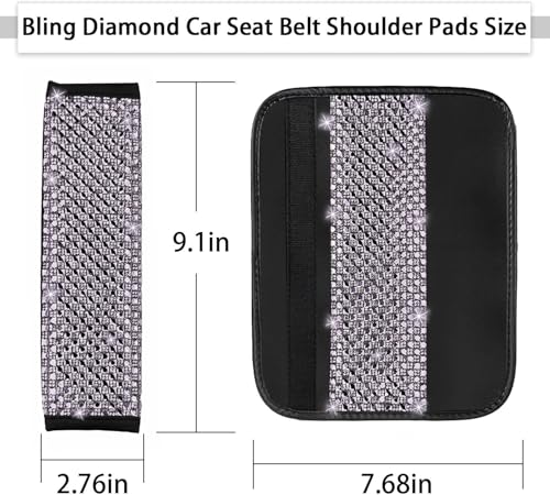 NBTEPEM 2 Pack Bling Car Seat Belt Covers, Diamond Seatbelt Shoulder Protection, Rhinestones Seat Belt Strap Cover Shoulder Pad, Universal Car Interior Accessories Fit for Car/Truck/SUV(Light Purple) - color: Purple