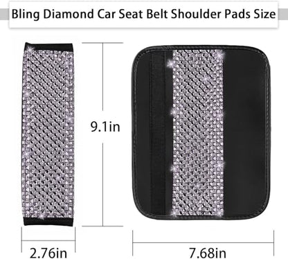 NBTEPEM 2 Pack Bling Car Seat Belt Covers, Diamond Seatbelt Shoulder Protection, Rhinestones Seat Belt Strap Cover Shoulder Pad, Universal Car Interior Accessories Fit for Car/Truck/SUV(Light Purple) - color: Purple