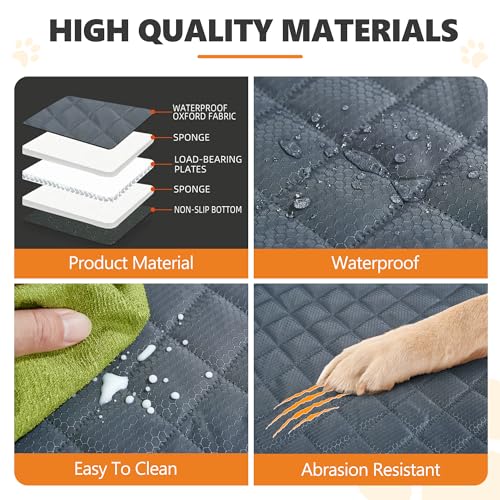 Back Seat Extender,Dog Car Seat Cover,Waterproof Pet Hammock Travel Bed,Durable Camping Air Mattress,Non Inflatable Car Bed Mattress Easy Clean for SUV Truck (Grey) - color: Grey