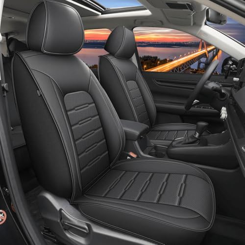 Car Seat Covers Custom Fit for Honda CR-V CRV 2017-2025 2026 2 Rows 5-Seat Set Faux Leather Seat Covers Waterproof Car Seat Protector (5-Seat Set, Black) - color: 052 Black-5 seat covers full set, size: For CR-V 2017-2026