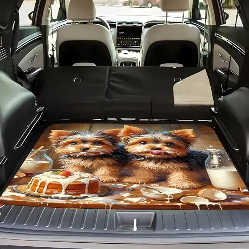 Universal Car Trunk Mat 29" x 39",Yorkshire Terrier Puppy All Weather Trunk Protection Cargo Liner,Durable Cargo Mat Rear Trunk Liner, Stylish Vehicle Interior Accessories Suitable for Most Car Models - color: Cute Yorkshire Terrier Puppy