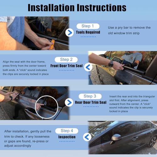 4Pcs Weatherstrip Window Moulding Trim Seal Belt Compatible with 2012-2015 Honda Civic Replace# 72410TR0A01 - color: 2012-2015, size: For Honda Civic