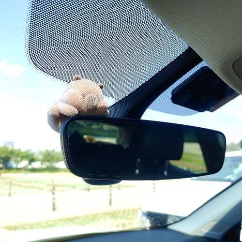 Cute Furry Animal Rear View Mirror Accessories, Car Dashboard Ornament Center Screen Decoration Rearview Mirror Charm, Car Accessories Interior Decor for Women/Men - style: Capybara