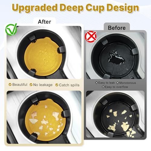 SINGARO Car Cup Holder Coaster, Silicone Cup Holder Insert, Universal Non-Slip Cup Holders, Car Accessories Interior for Women and Man 4 Pack Yellow - color: Yellow