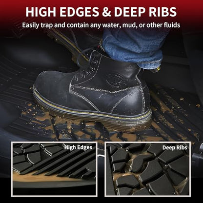 LASFIT Floor Mats for Jeep Grand Cherokee 2013-2015, for Dodge Durango 2013-2015 (Not for 6-seat), All Weather TPE Custom Fit Car Mats Floor Liners 1st & 2nd Row, Black - style: Grand Cherokee 2013-2015 Floor Mats