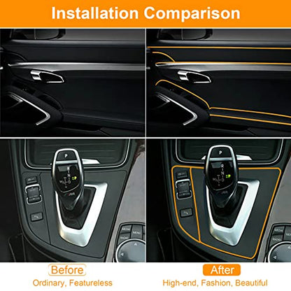 5M/16.4Ft Car Interior Moulding Trim, Universal Car Interior Trim Strips Car Interior Decorative DIY Door Dashboard Gap Trim Strip with Installing Tool (Orange)